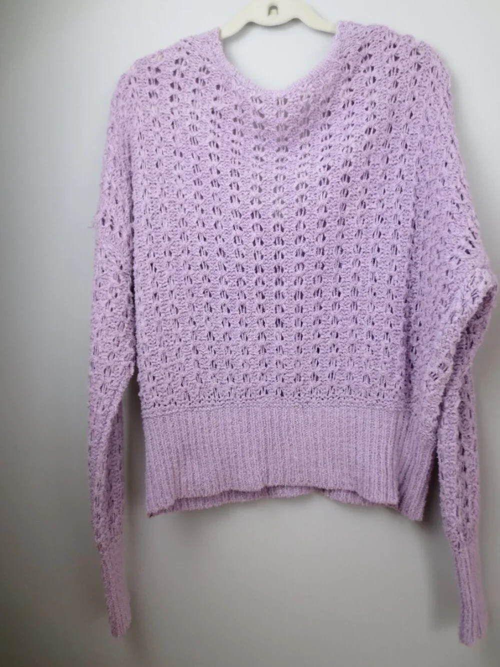 Free People Best Of You Slouchy Oversized Open Weave Knit V-Neck Sweater Sm NWT - Picture 6 of 13